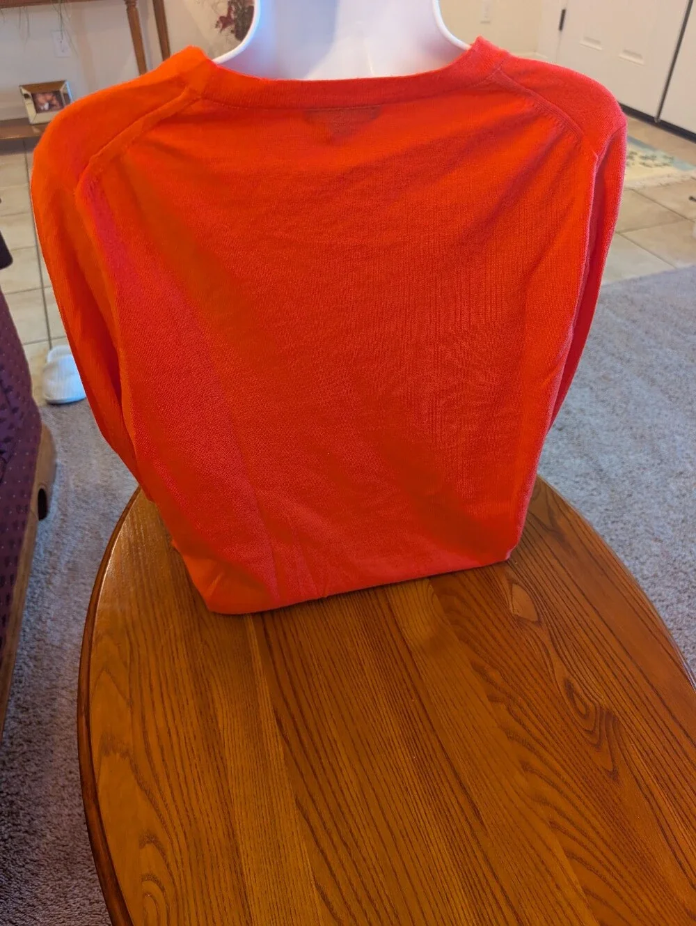 J Crew Women's Orange Crewneck Wool Sweater, Size L